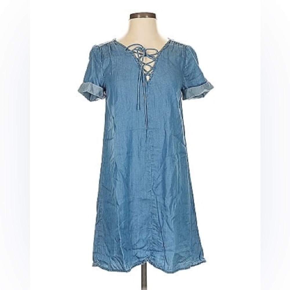 Lucky Brand Blue Lace-Up Dress